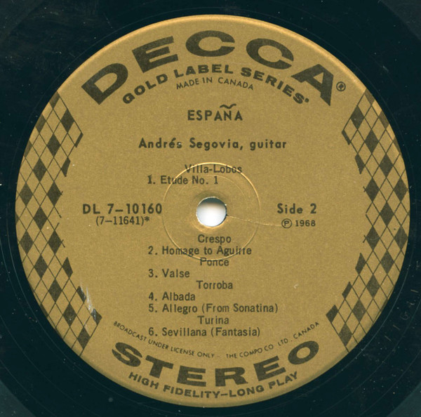 Andrés Segovia - España | Decca (DL 7-10160) - 4