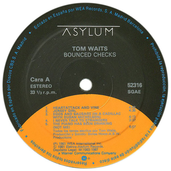 Tom Waits - Bounced Checks | Asylum Records (52316) - 2 Tom Waits - Bounced Checks | Asylum Records (52316) - 2