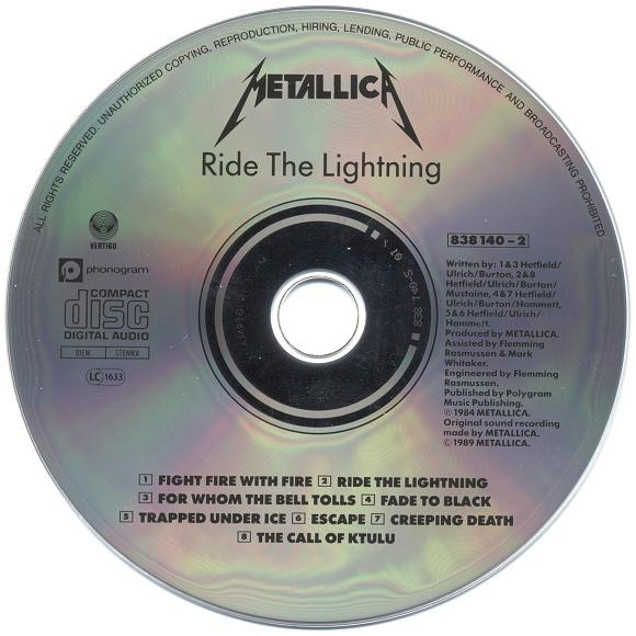 Metallica - Ride The Lightning | Vertigo (838 140-2) - 3