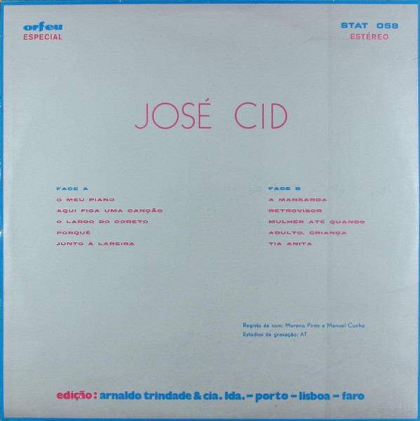 José Cid - O Meu Piano | Orfeu (STAT 058) - 2 José Cid - O Meu Piano | Orfeu (STAT 058) - 2