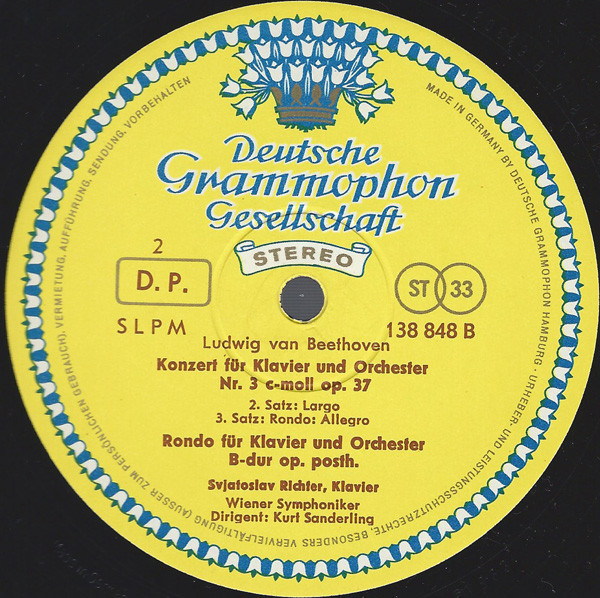 Sviatoslav Richter : Ludwig van Beethoven - Klavierkonzert Nr. 3 C-moll = Piano Concerto No. 3 C Minor • Konzertrondo B-dur = Rondo B Flat Major | Deutsche Grammophon (138 848 SLPM) - 4