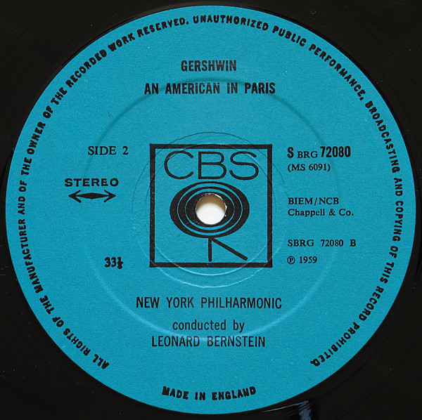 George Gershwin , Leonard Bernstein - Rhapsody In Blue / An American In Paris | CBS (72080) - 4