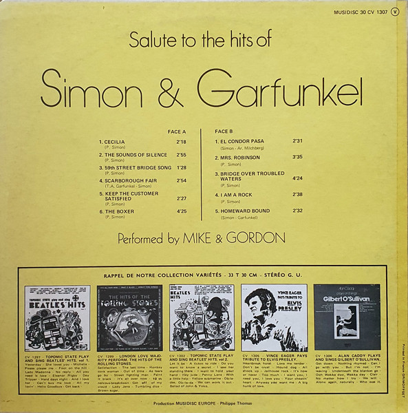 Mike & Gordon - Salute To The Hits Of Simon & Garfunkel | Musidisc (30 CV 1307) - 2