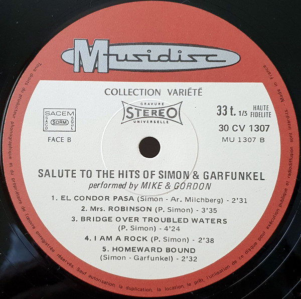 Mike & Gordon - Salute To The Hits Of Simon & Garfunkel | Musidisc (30 CV 1307) - 4