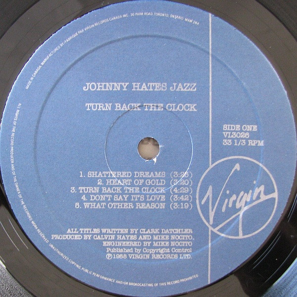 Johnny Hates Jazz - Turn Back The Clock | Virgin (VL-3026) - 3