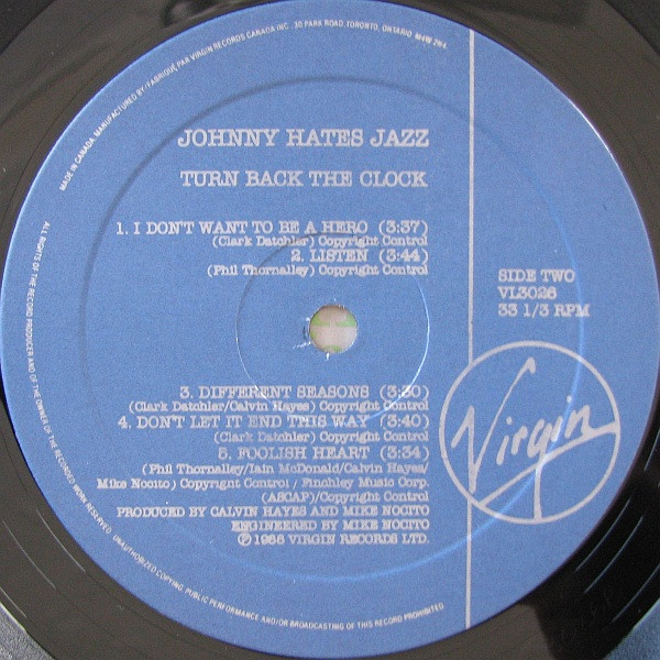 Johnny Hates Jazz - Turn Back The Clock | Virgin (VL-3026) - 4
