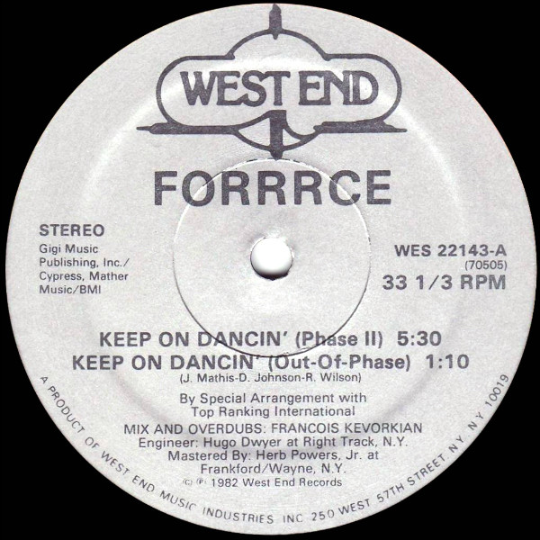 Forrrce - Keep On Dancin' | West End Records (WES 22143)