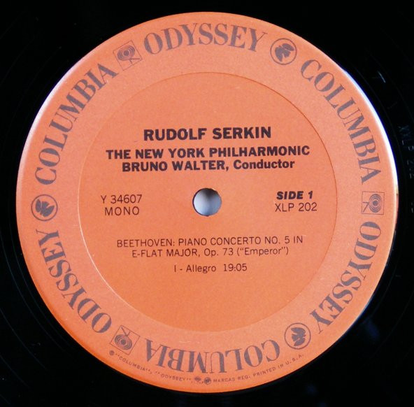 Ludwig van Beethoven , Rudolf Serkin / Bruno Walter , New York Philharmonic - Piano Concerto No. 5, Op. 73 "Emperor" | Columbia Odyssey (Y 34607) - 3