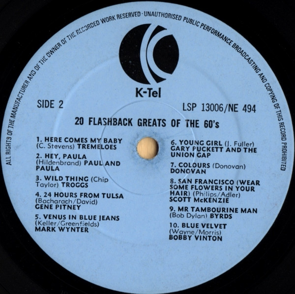 Various - 20 Flash Back Greats Of The Sixties | K-Tel (NE 494) - 3