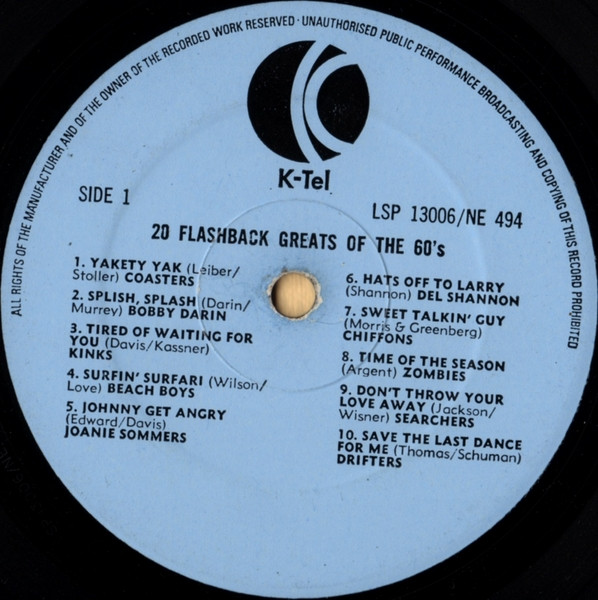 Various - 20 Flash Back Greats Of The Sixties | K-Tel (NE 494) - 2