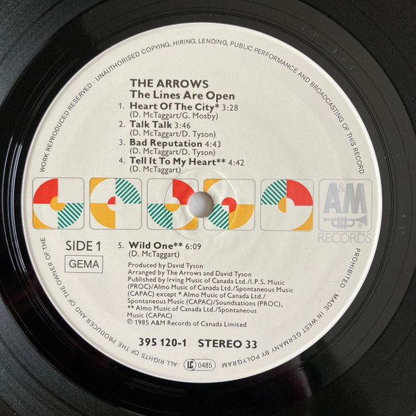 The Arrows - The Lines Are Open - Vinilo | A&M Records (395 120-1) - 4 The Arrows - The Lines Are Open - Vinilo | A&M Records (395 120-1) - 4
