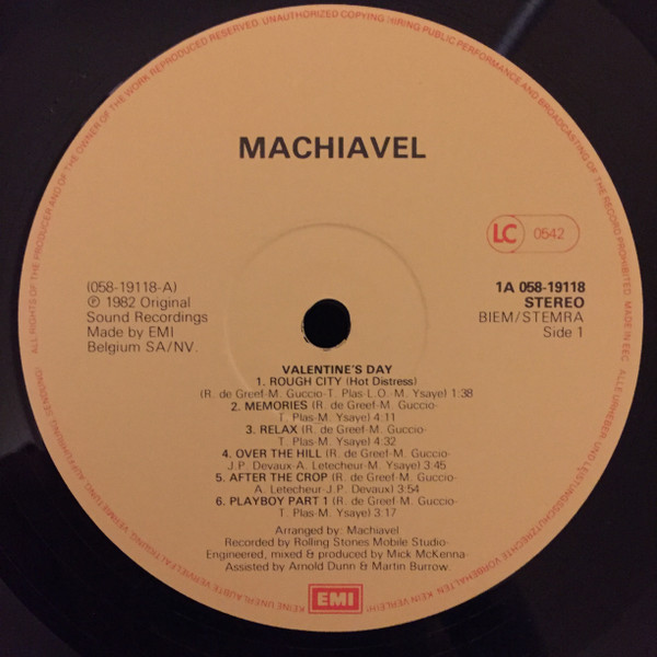 Machiavel - Valentine's Day - Machiavel Live | EMI (1A 058 19118) - 3 Machiavel - Valentine's Day - Machiavel Live | EMI (1A 058 19118) - 3