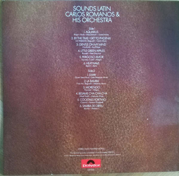 Carlos Romanos & His Orchestra - Sounds Latin | Polydor (2310 036) - 2