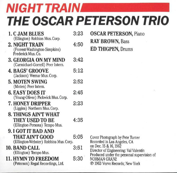 The Oscar Peterson Trio - Night Train | Verve Records (821 724-2) - 3