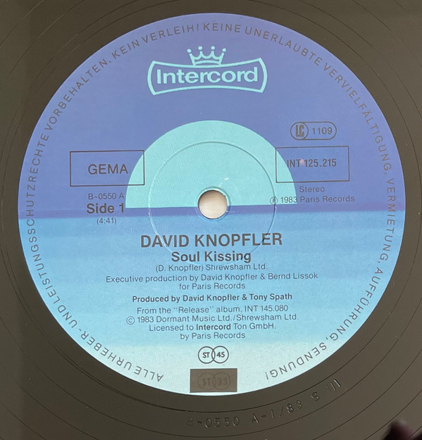 David Knopfler - Soul Kissing (12" Mix) | Intercord (INT 125.215) - 3