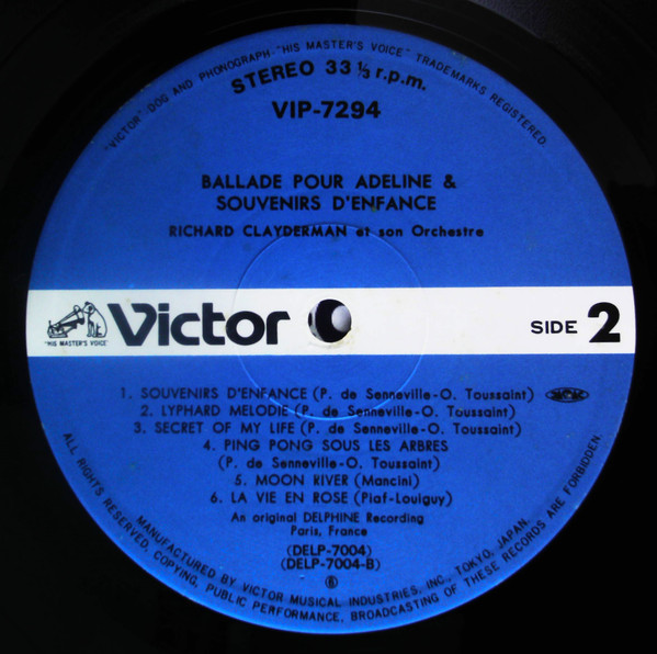 Richard Clayderman - Ballade Pour Adeline & Souvenirs D'Enfance | Victor (VIP-7294) - 4