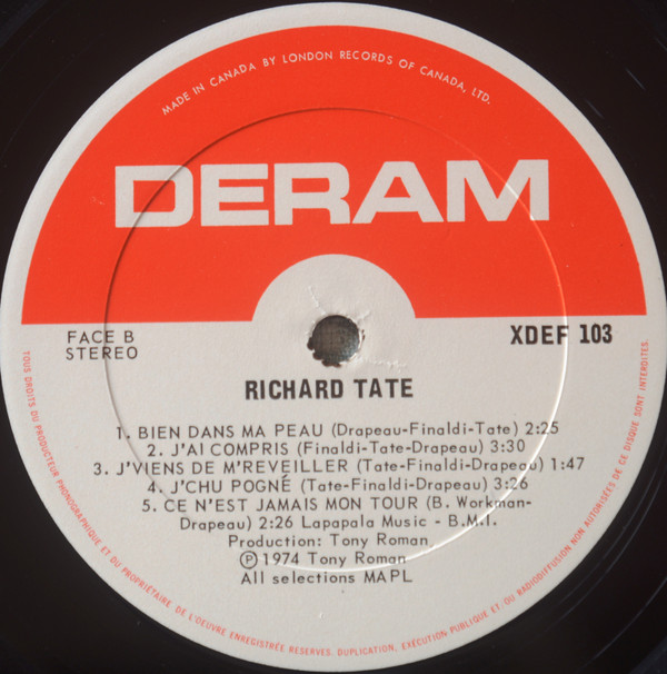 Richard Tate - Tate À Tête | Deram (XDEF-103)