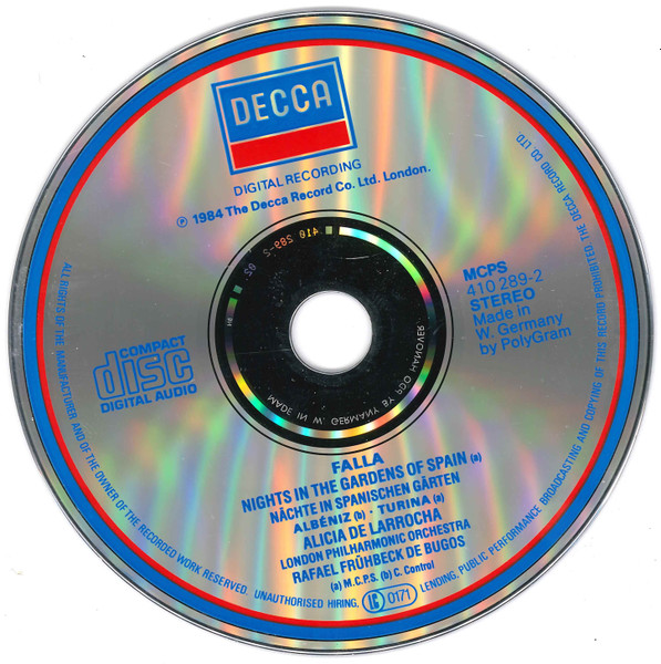 Manuel De Falla , Isaac Albéniz , Joaquín Turina , Alicia De Larrocha , London Philharmonic Orchestra , Rafael Frühbeck De Burgos - Nights In The Gardens Of Spain | Decca (410 289-2) - 3 Manuel De Falla , Isaac Albéniz , Joaquín Turina , Alicia De Larrocha , London Philharmonic Orchestra , Rafael Frühbeck De Burgos - Nights In The Gardens Of Spain | Decca (410 289-2) - 3