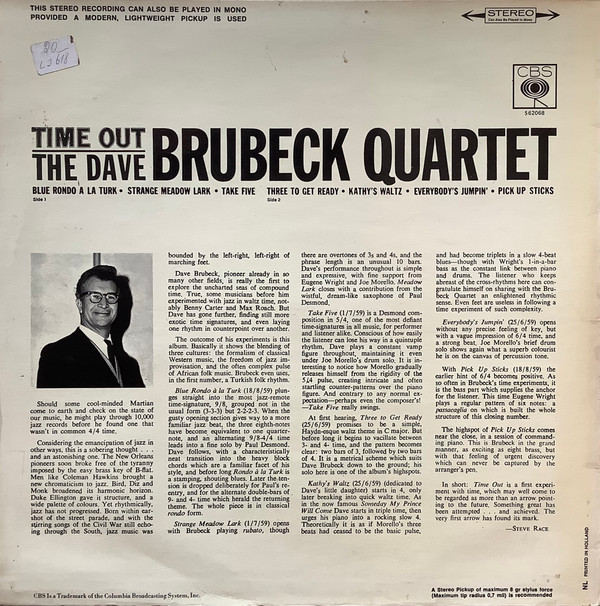 The Dave Brubeck Quartet - Time Out | CBS (S 562068) - 2