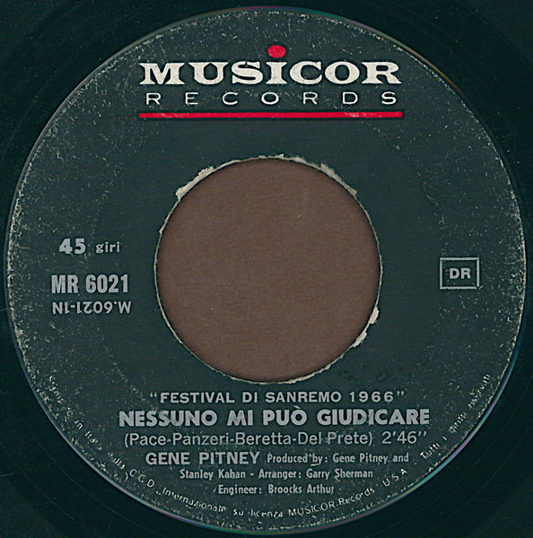 Gene Pitney - Nessuno Mi Può Giudicare | Musicor Records (MR 6021) - 3