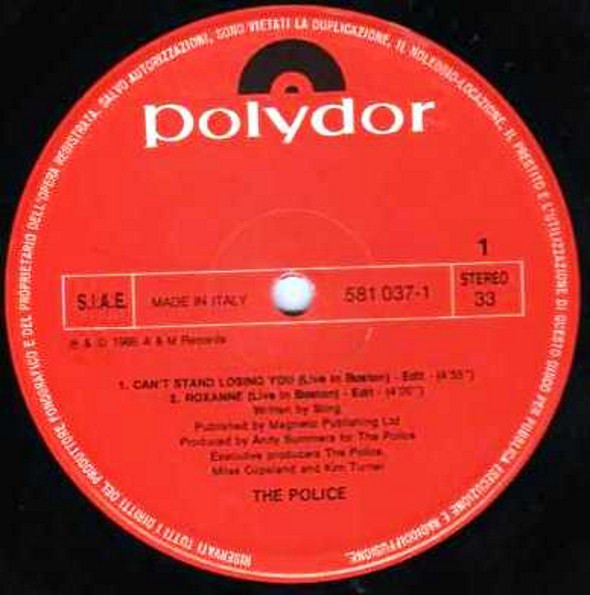 The Police - Can't Stand Losing You (Live) | Polydor (581 037-1) - main