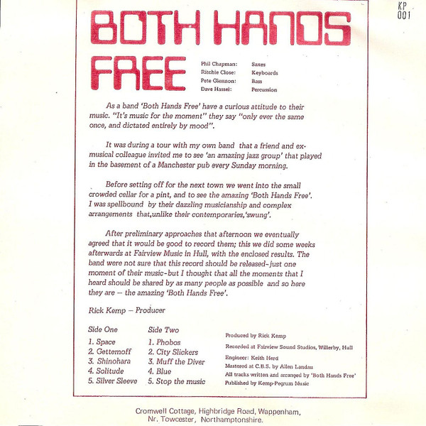 Both Hands Free - Both Hands Free | Kemp / Pegrum Music Ltd. (KP 001 J) - 4 Both Hands Free - Both Hands Free | Kemp / Pegrum Music Ltd. (KP 001 J) - 4