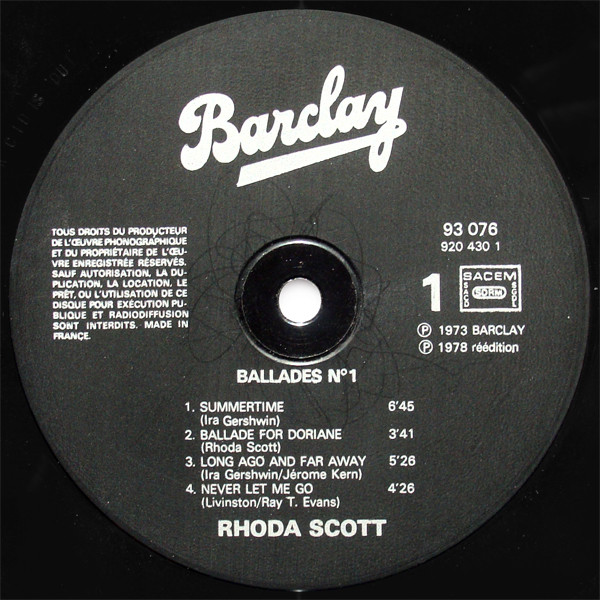 Rhoda Scott - A L'Orgue Hammond - Ballades № 1 | Barclay (93 076) - 3 Rhoda Scott - A L'Orgue Hammond - Ballades № 1 | Barclay (93 076) - 3