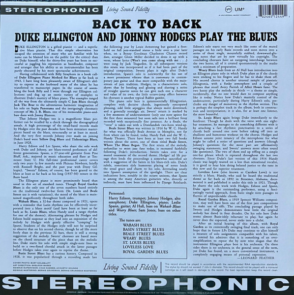 Duke Ellington And Johnny Hodges - Back To Back (Duke Ellington And Johnny Hodges Play The Blues) | Verve Records (602465124491) - 4