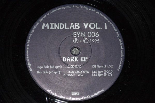 Mindlab - Vol. 1 - Dark EP | SYN Records (SYN 006) - 2