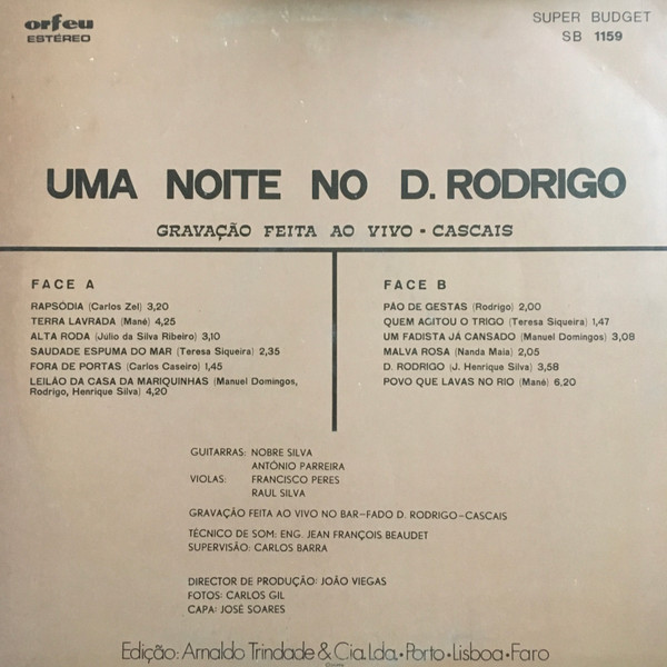 Various - Uma Noite No D. Rodrigo | Orfeu (SB 1159) - 2