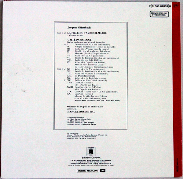 Jacques Offenbach – Orchestre National De L'Opéra De Monte-Carlo , Manuel Rosenthal - Gaîté Parisienne | La Voix De Son Maître (2C 069-02808 Q) - 2