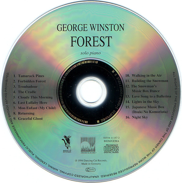 George Winston - Forest | Windham Hill Records (01934 11157 2) - 3