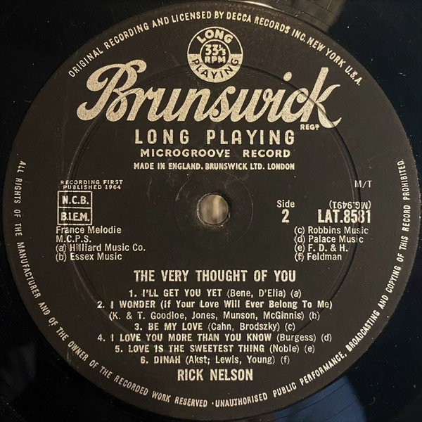 Ricky Nelson - The Very Thought Of You | Brunswick (LAT 8581) - 4 Ricky Nelson - The Very Thought Of You | Brunswick (LAT 8581) - 4