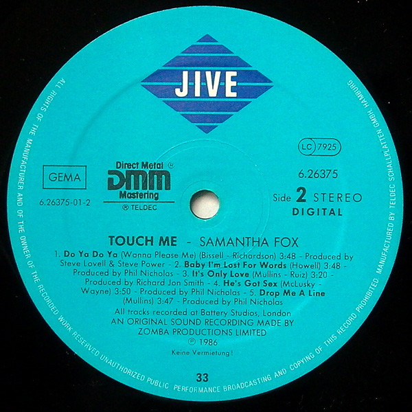 Samantha Fox - Touch Me | Jive (6.26375 AP) - 4 Samantha Fox - Touch Me | Jive (6.26375 AP) - 4