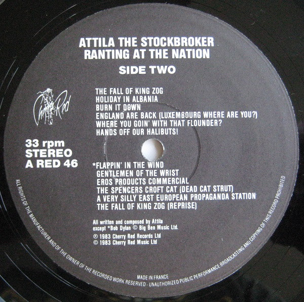 Attila The Stockbroker - Ranting At The Nation | Cherry Red (A RED 46) - 4