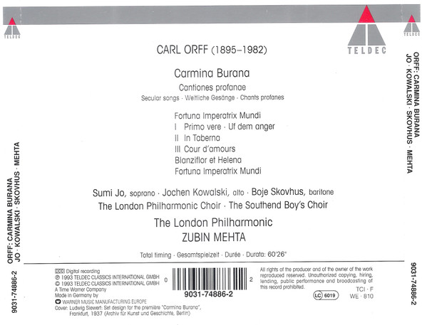 Carl Orff - Carmina Burana | Teldec (9031-74886-2) - 2