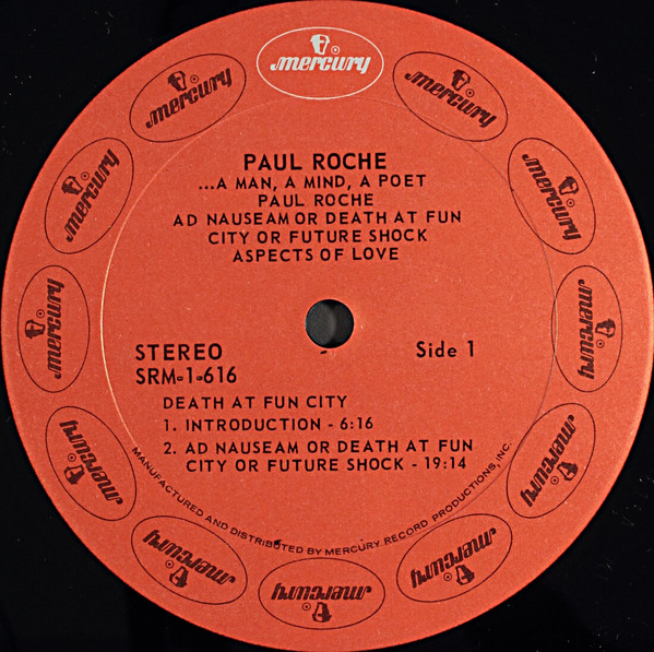 Paul Roche - Ad Nauseum Or Death At Fun City Or Future Shock | Mercury (SRM-1-616) - 3