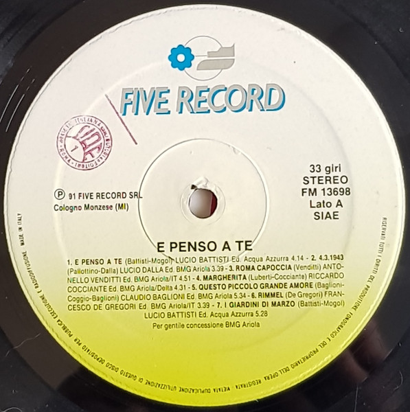 Various - E Penso A Te | Five (LP FM 13698) - 3