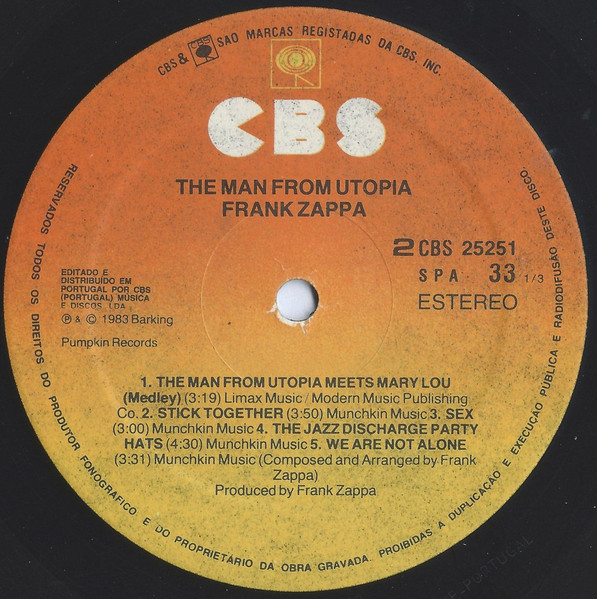 Frank Zappa - The Man From Utopia | CBS (25251) - 4