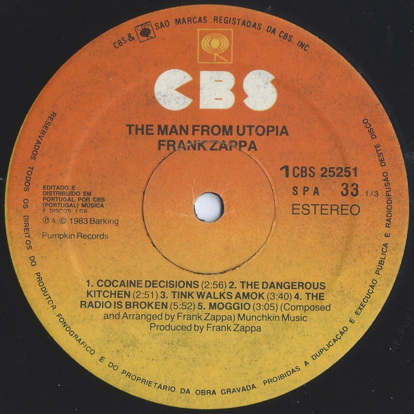 Frank Zappa - The Man From Utopia | CBS (25251) - 3