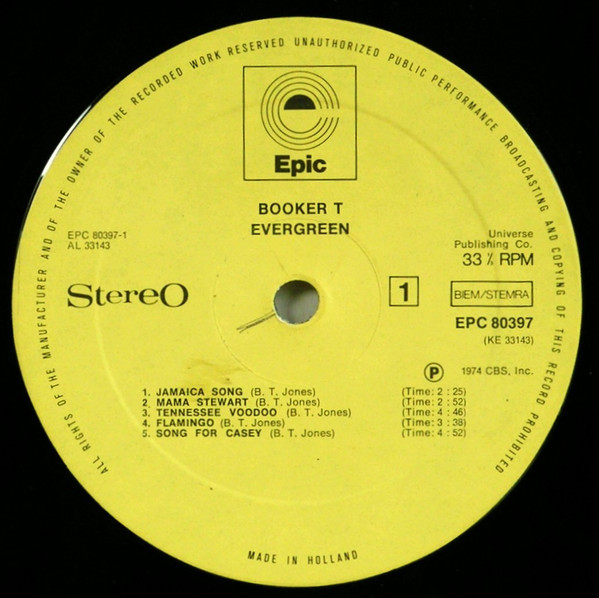 Booker T. Jones - Evergreen | Epic (EPC 80397) - 3