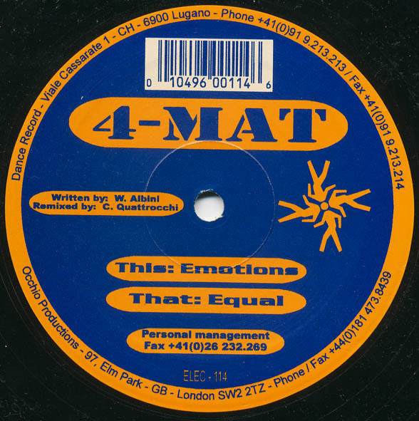 4 Mat - Emotions / Equal | Dance Record (ELEC-114)