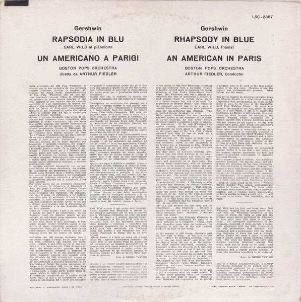 George Gershwin - Arthur Fiedler / Boston Pops Orchestra / Earl Wild - Gershwin- Rhapsody In Blue / An American In Paris | RCA Victor Red Seal (LSC-2367) - 2 George Gershwin - Arthur Fiedler / Boston Pops Orchestra / Earl Wild - Gershwin- Rhapsody In Blue / An American In Paris | RCA Victor Red Seal (LSC-2367) - 2
