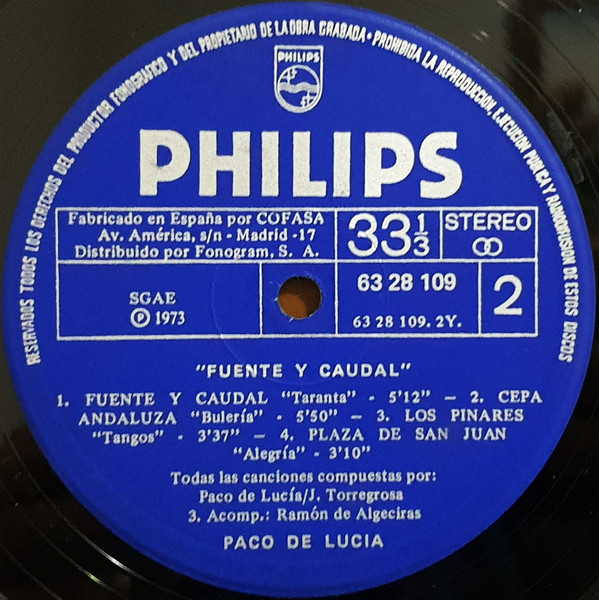 Paco De Lucía - Fuente Y Caudal | Philips (63 28 109) - 4 Paco De Lucía - Fuente Y Caudal | Philips (63 28 109) - 4