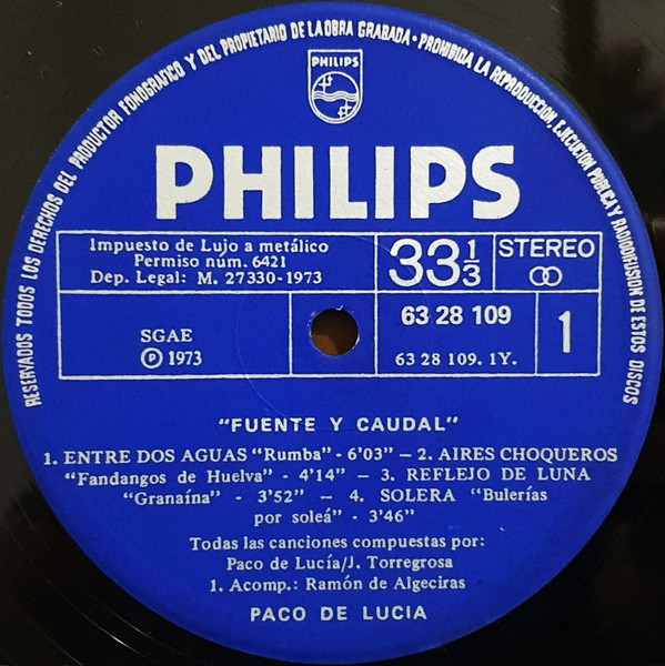 Paco De Lucía - Fuente Y Caudal | Philips (63 28 109) - 3 Paco De Lucía - Fuente Y Caudal | Philips (63 28 109) - 3