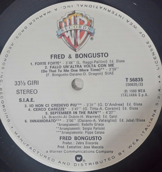 Fred Bongusto - Fred & Bongusto | Warner Bros. Records (T 56835) - 4