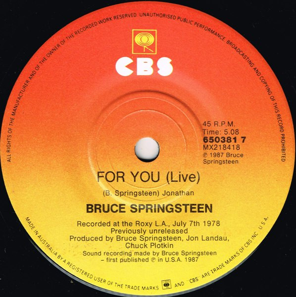 Bruce Springsteen & The E-Street Band - Fire 7" | CBS (650381 7) - 4 Bruce Springsteen & The E-Street Band - Fire 7" | CBS (650381 7) - 4