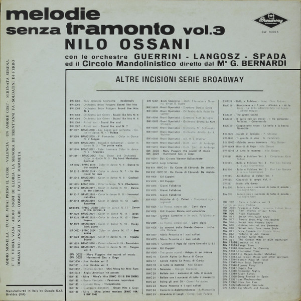Nilo Ossani - Melodie Senza Tramonto Vol.3 | Broadway International (BW 10005) - 2 Nilo Ossani - Melodie Senza Tramonto Vol.3 | Broadway International (BW 10005) - 2