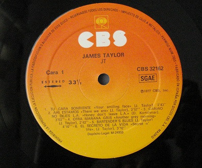 James Taylor - JT - Vinilo | CBS (CBS 32162) - 3 James Taylor - JT - Vinilo | CBS (CBS 32162) - 3