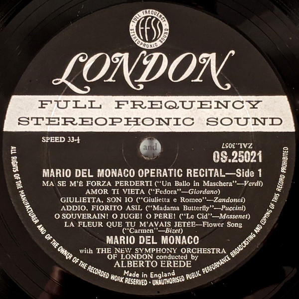 Mario Del Monaco , The New Symphony Orchestra Of London , Alberto Erede - Operatic Recital | London Records (OS.25021) - 3